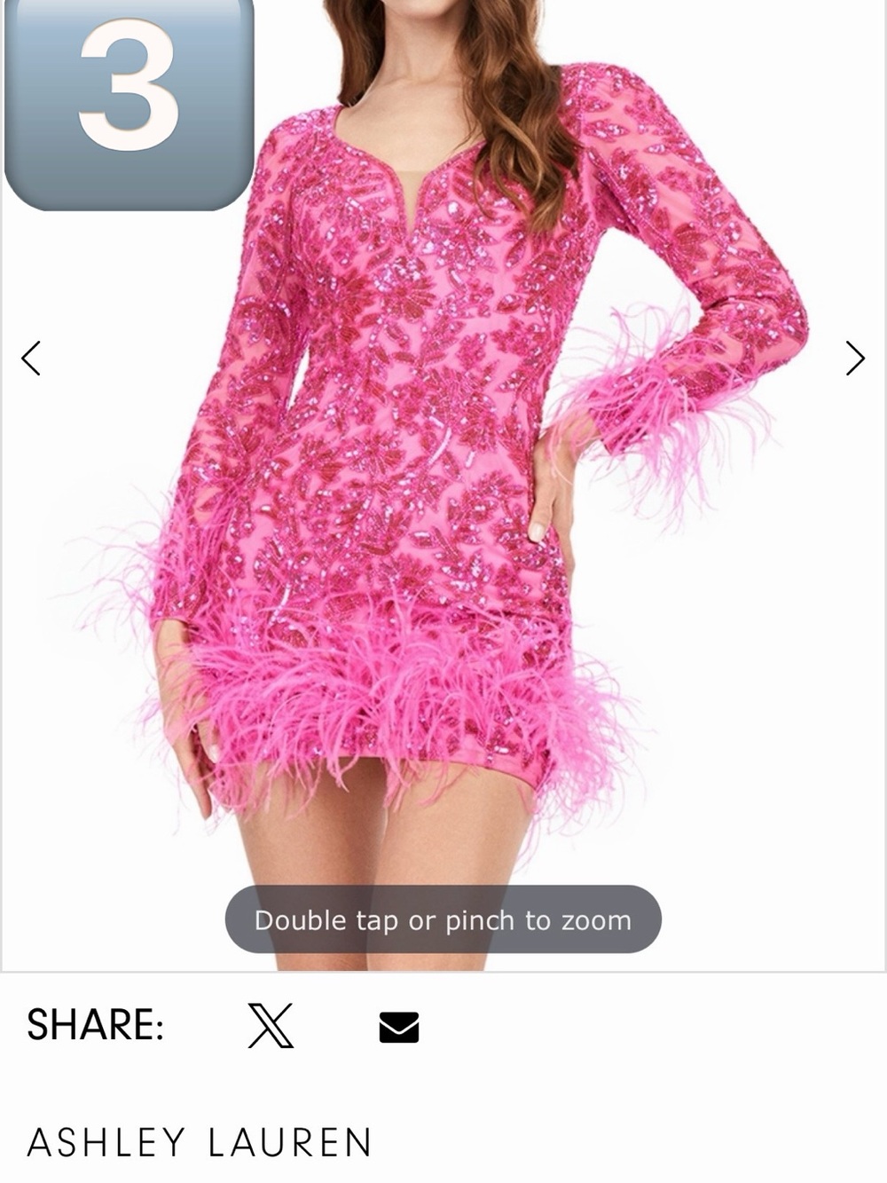 Ashley Lauren Hot Pink Sequin Feather Mini Dress